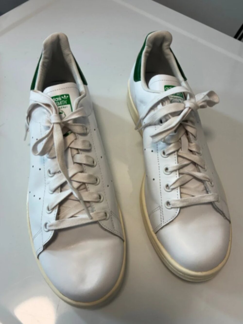 adidas Stan smith White and Green Leather Low-Top Sneakers in size 11